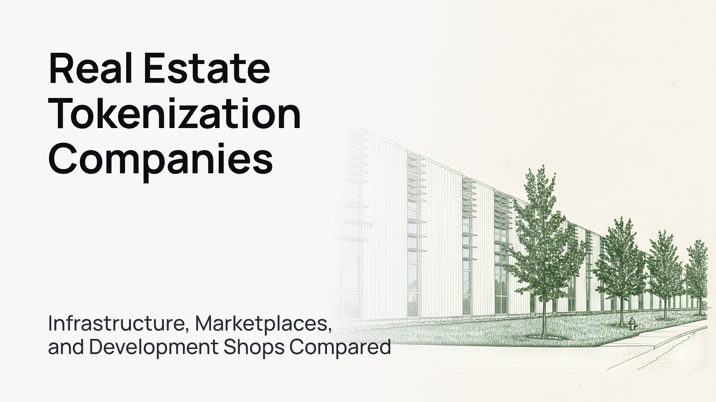 A sleek, modern office building under a clear blue sky, symbolizing real estate tokenization.