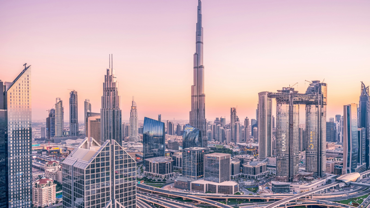 Downtown Dubai at sunset
