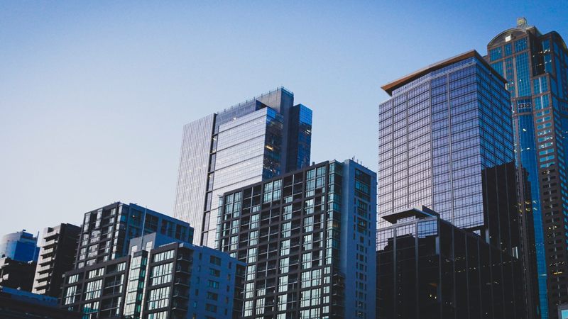Beautiful buildings in the evening