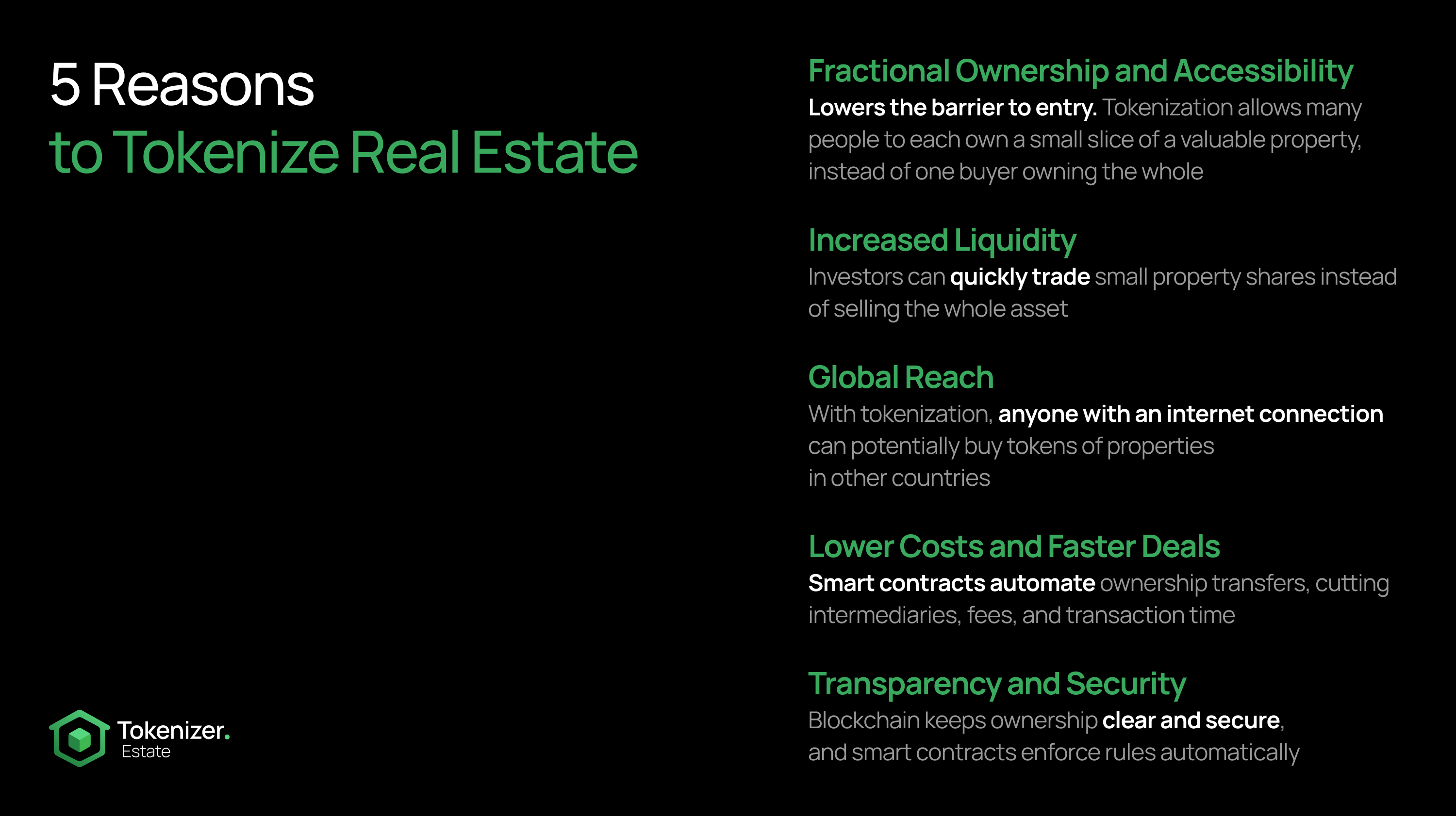 5 Reasons to tokenize real estate infographic